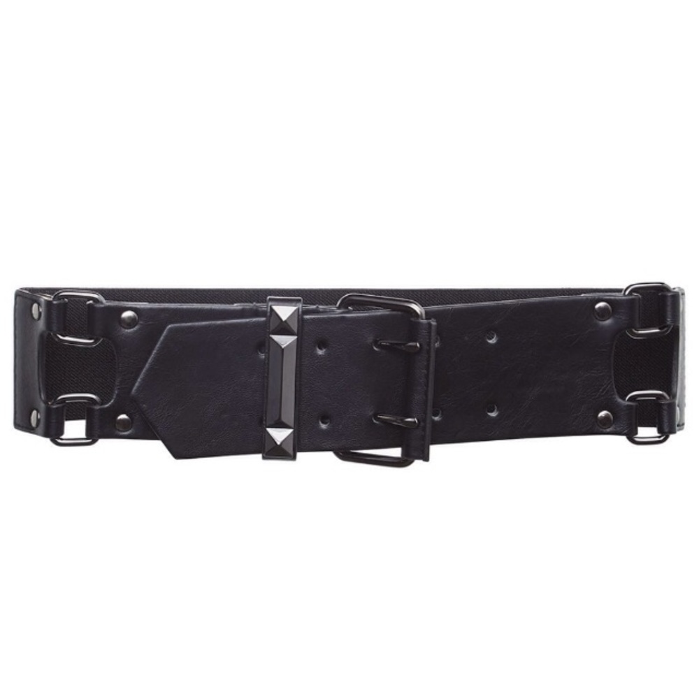 BCBG WAIST BELT FAUX LEATHER BLACK STUDDED WIDE